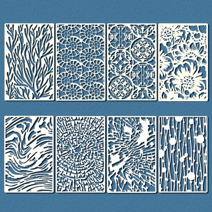 8pcs Coral Texture Painting Template Hollow Out Stencil For Kids