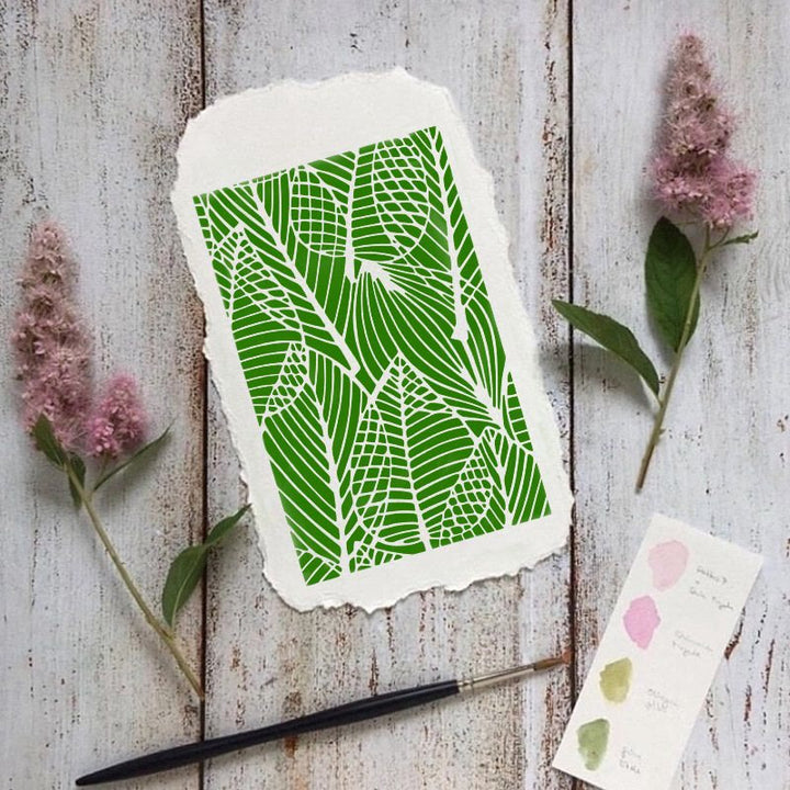 8pcs Geometric Plant Texture Painting Template Hollow Out Stencil For Kids