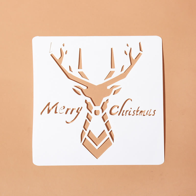 Merry Christmas Pattern Painting Template Hollow Out Stencil For Kids