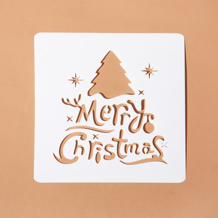 Merry Christmas Pattern Painting Template Hollow Out Stencil For Kids