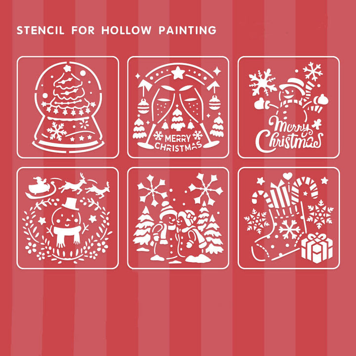 6pcs Christmas Diary Painting Template Hollow Out Stencil For Kids