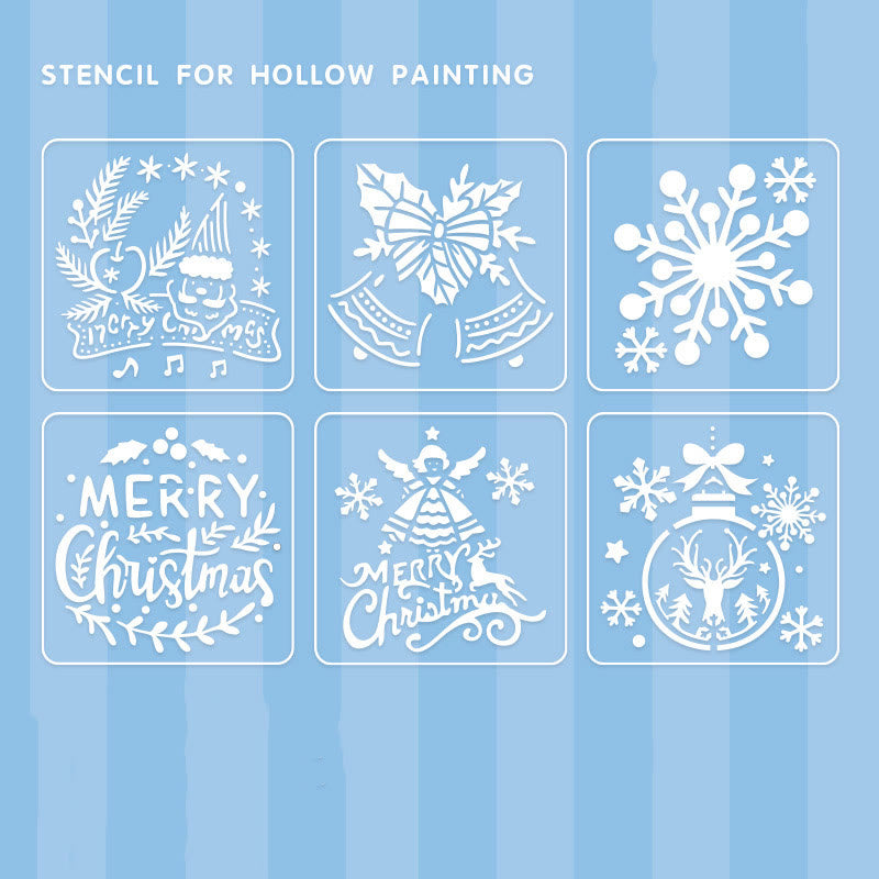 6pcs Christmas Diary Painting Template Hollow Out Stencil For Kids