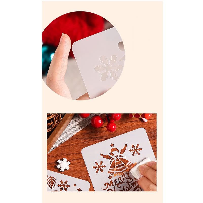 6pcs Christmas Diary Painting Template Hollow Out Stencil For Kids