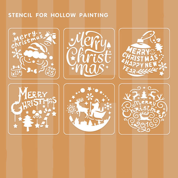 6pcs Christmas Diary Painting Template Hollow Out Stencil For Kids