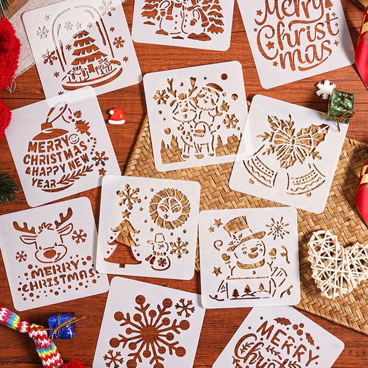 6pcs Christmas Diary Painting Template Hollow Out Stencil For Kids