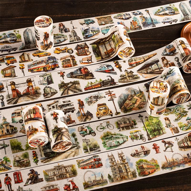 Car Street View Series Washi Tape Loop For Journal Crafts