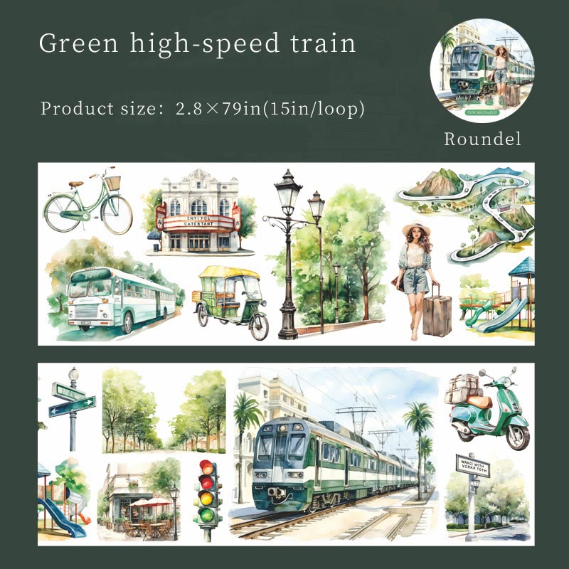 Car Street View Series Washi Tape Loop For Journal Crafts