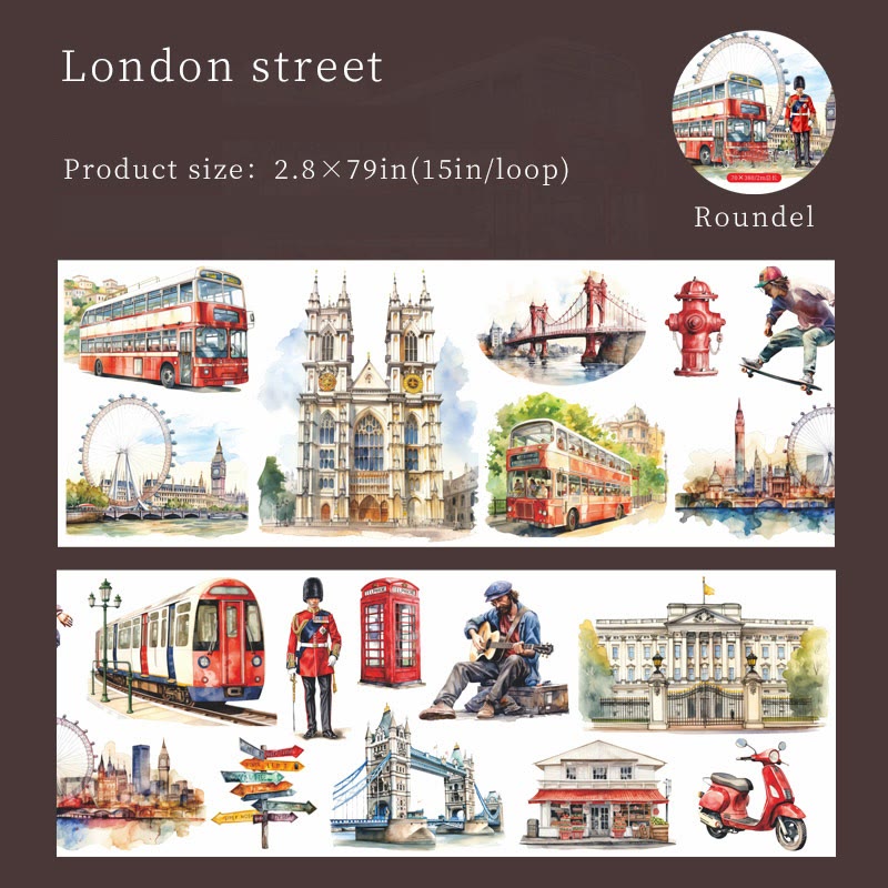 Car Street View Series Washi Tape Loop For Journal Crafts