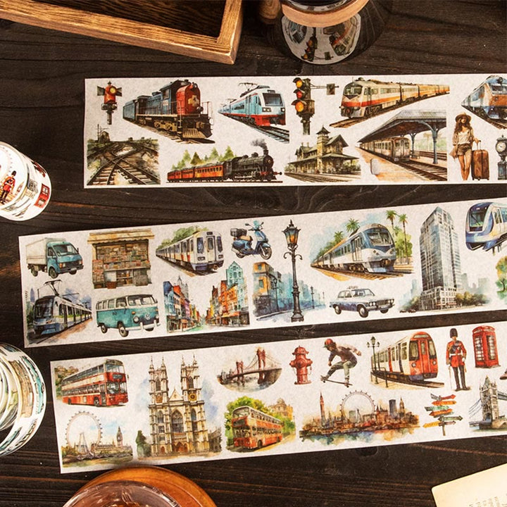 Car Street View Series Washi Tape Loop For Journal Crafts