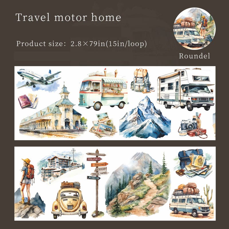 Car Street View Series Washi Tape Loop For Journal Crafts
