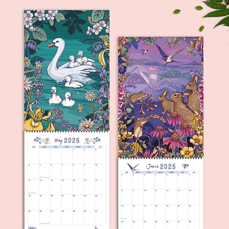 2025 Nature And Wildlife Art Lunar Calendar 12 Months Calendars New Year Gift