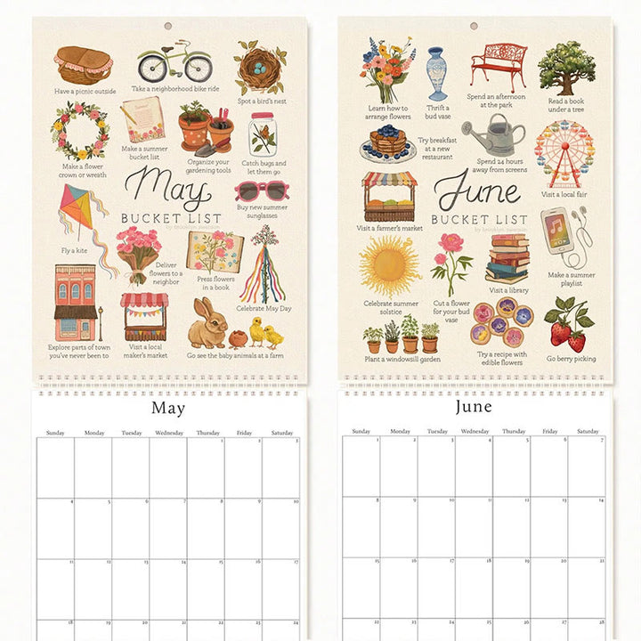2025 Bucket List Lunar Calendar 12 Months Calendars New Year Gift