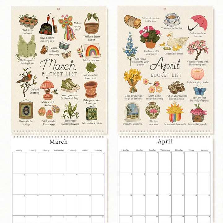 2025 Bucket List Lunar Calendar 12 Months Calendars New Year Gift