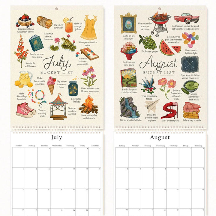 2025 Bucket List Lunar Calendar 12 Months Calendars New Year Gift