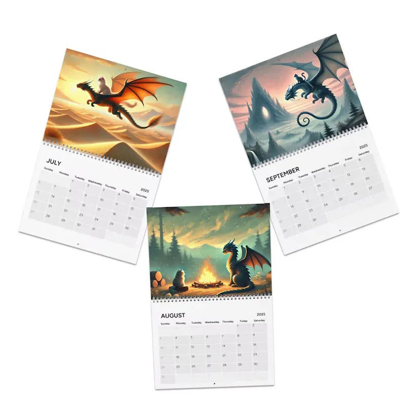 2025 Cat Dragon Rider Lunar Calendar 12 Months Calendars New Year Gift