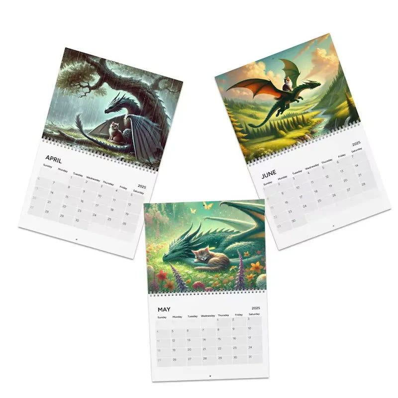 2025 Cat Dragon Rider Lunar Calendar 12 Months Calendars New Year Gift