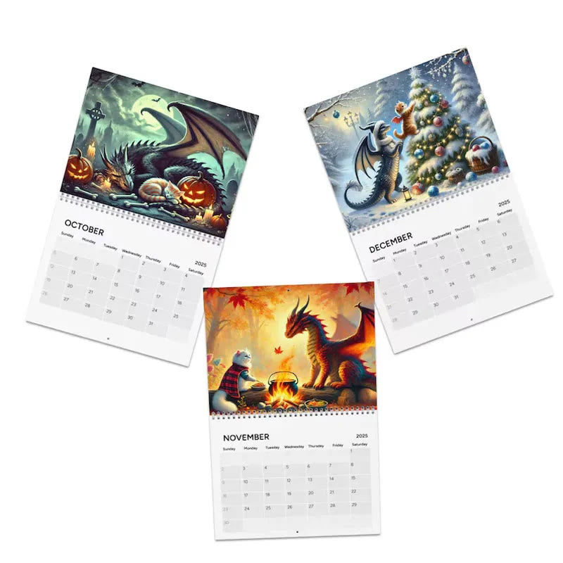 2025 Cat Dragon Rider Lunar Calendar 12 Months Calendars New Year Gift