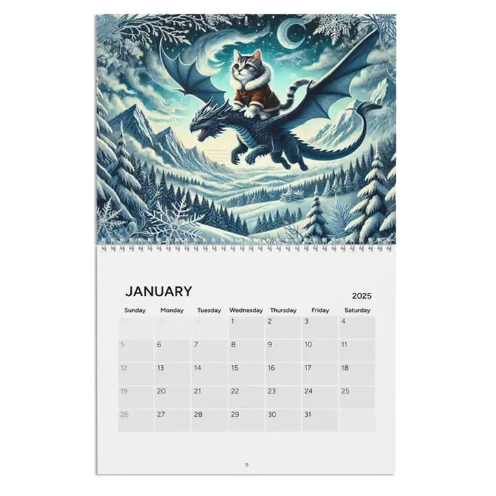 2025 Cat Dragon Rider Lunar Calendar 12 Months Calendars New Year Gift