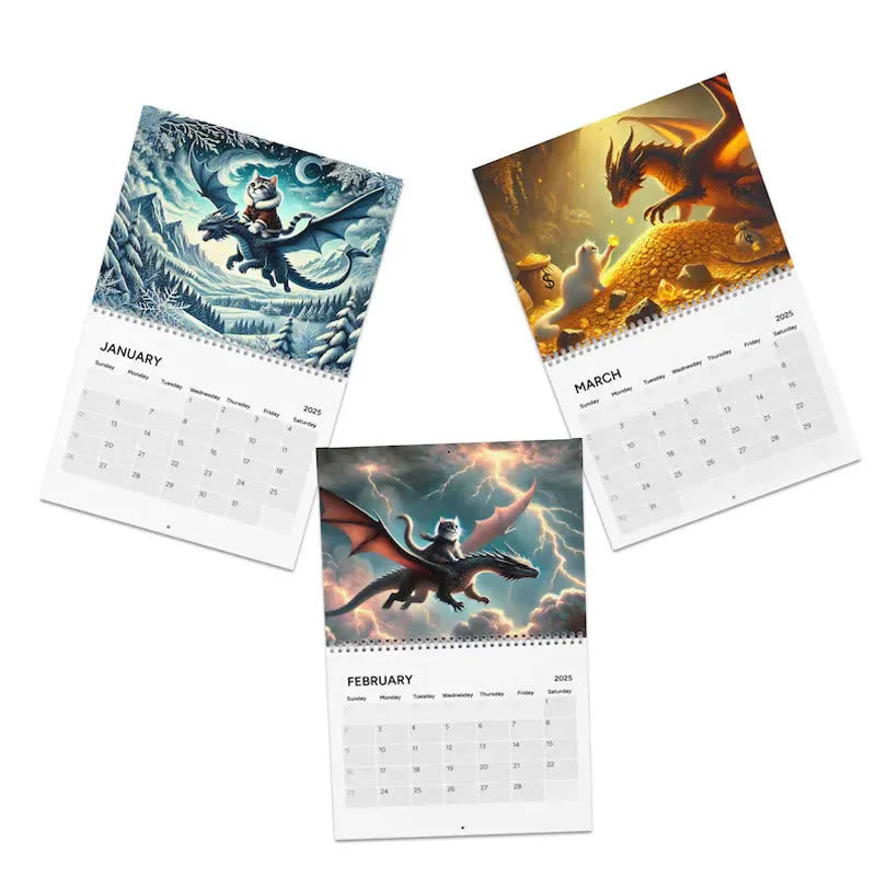 2025 Cat Dragon Rider Lunar Calendar 12 Months Calendars New Year Gift