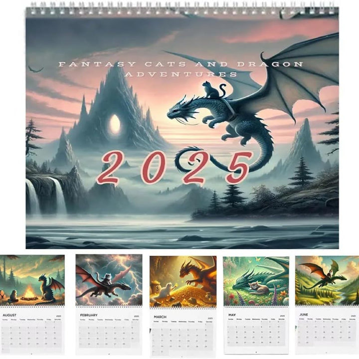 2025 Cat Dragon Rider Lunar Calendar 12 Months Calendars New Year Gift