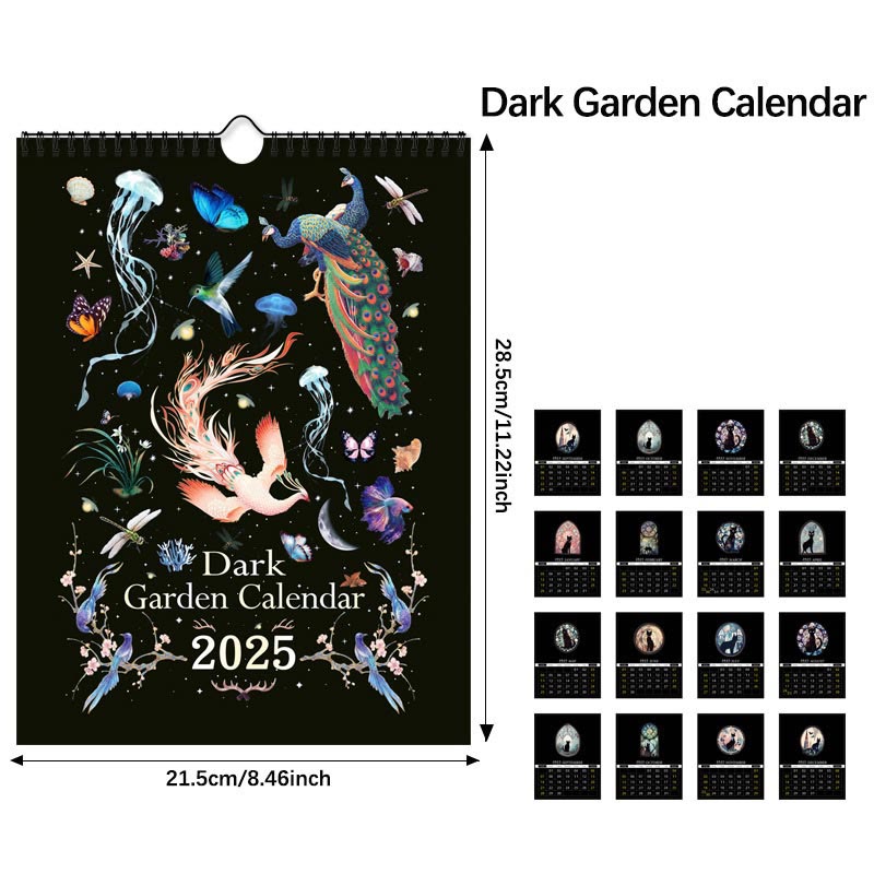 2025 Dark Garden Lunar Calendar 12 Months Calendars New Year Gift