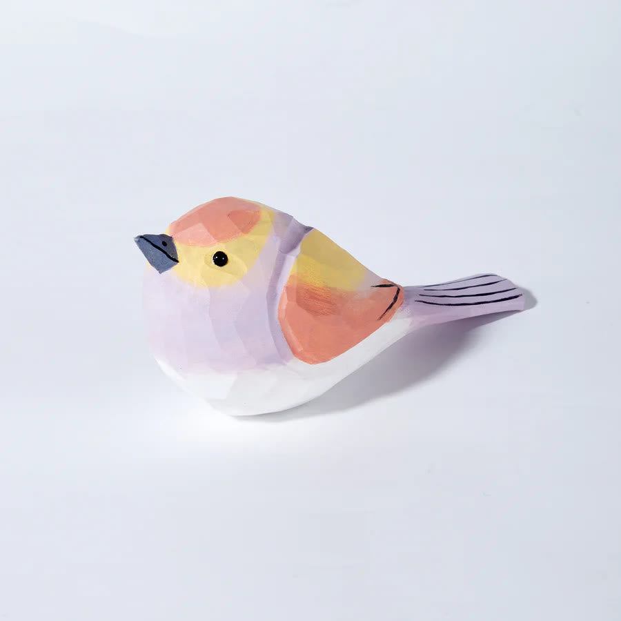 Pink Sparrow Carved Wooden Sculpture Desktop Deocr Keychain For Gift