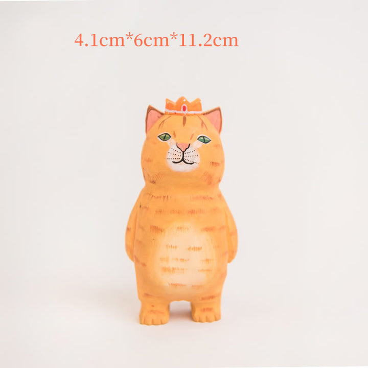 Standing Cat Carved Wooden Sculpture Desktop Deocr Keychain For Gift