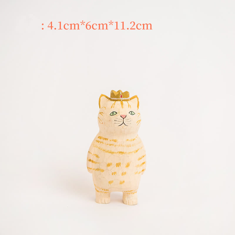 Standing Cat Carved Wooden Sculpture Desktop Deocr Keychain For Gift