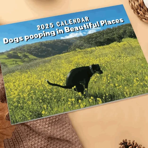 2025 Dogs Pooping In Beautiful Places 12 Months Calendars New Year Gift