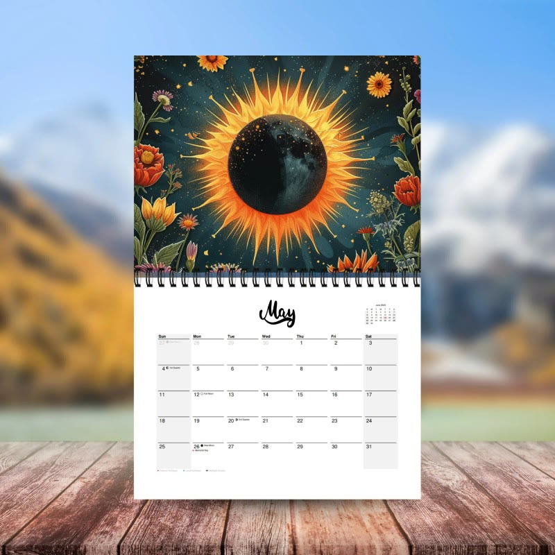 2025 Sun And Moon Wall Calendar 12 Months Calendars New Year Gift