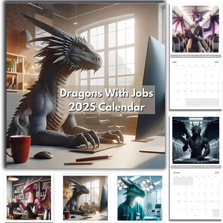 2025 Dragons With Jobs Lunar Calendar 12 Months Calendars New Year Gift