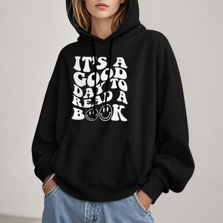 Good Day To Read A Book Fleece Lined Hoodie Long Sleeves Hoodie