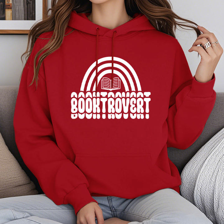 Booktrovert Words Fleece Lined Hoodie Long Sleeves Hoodie