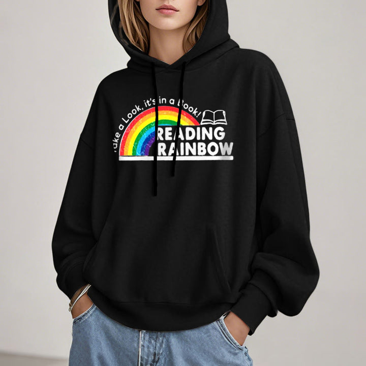 Reading Rainbow Fleece Lined Hoodie Long Sleeves Hoodie