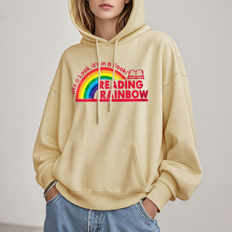 Reading Rainbow Fleece Lined Hoodie Long Sleeves Hoodie