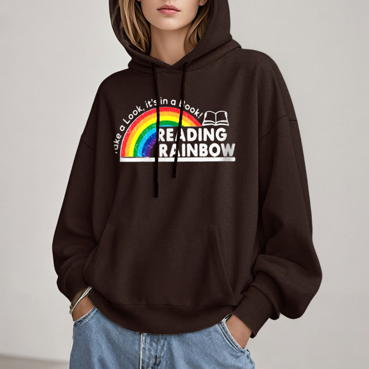 Reading Rainbow Fleece Lined Hoodie Long Sleeves Hoodie