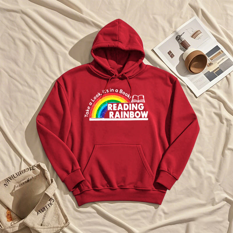 Reading Rainbow Fleece Lined Hoodie Long Sleeves Hoodie