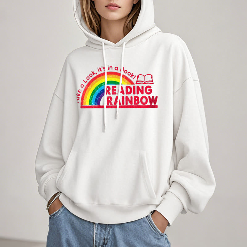 Reading Rainbow Fleece Lined Hoodie Long Sleeves Hoodie