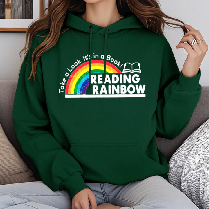 Reading Rainbow Fleece Lined Hoodie Long Sleeves Hoodie