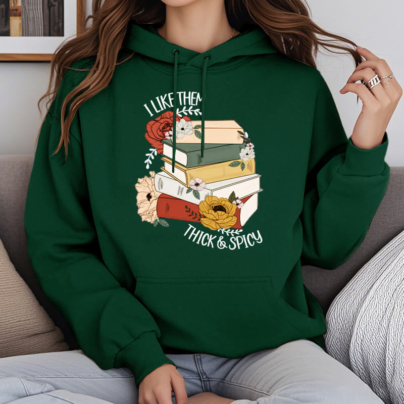 Book Lover Flower Fleece Lined Hoodie Long Sleeves Hoodie