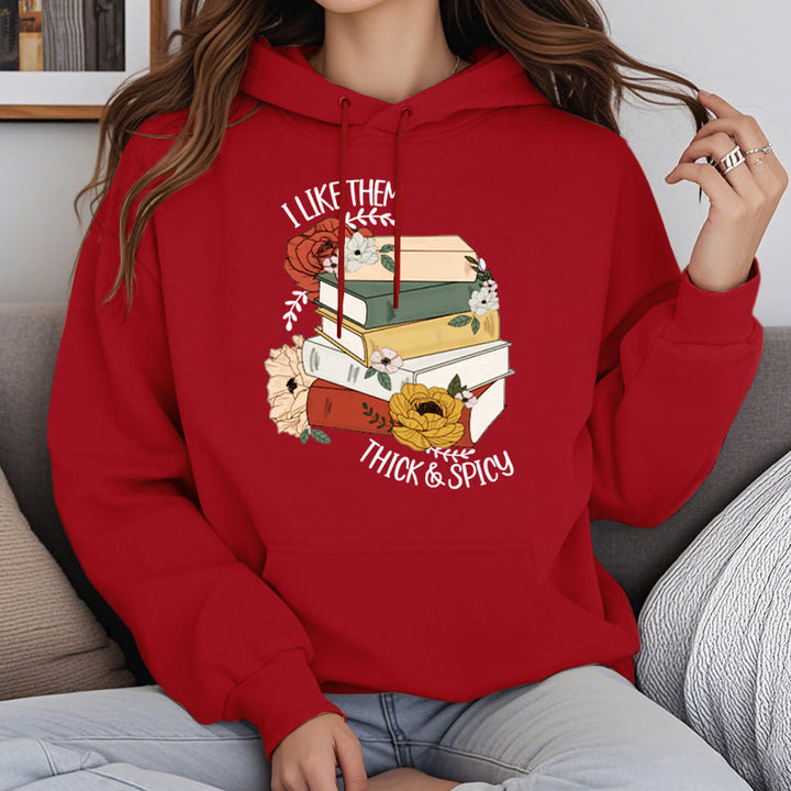 Book Lover Flower Fleece Lined Hoodie Long Sleeves Hoodie