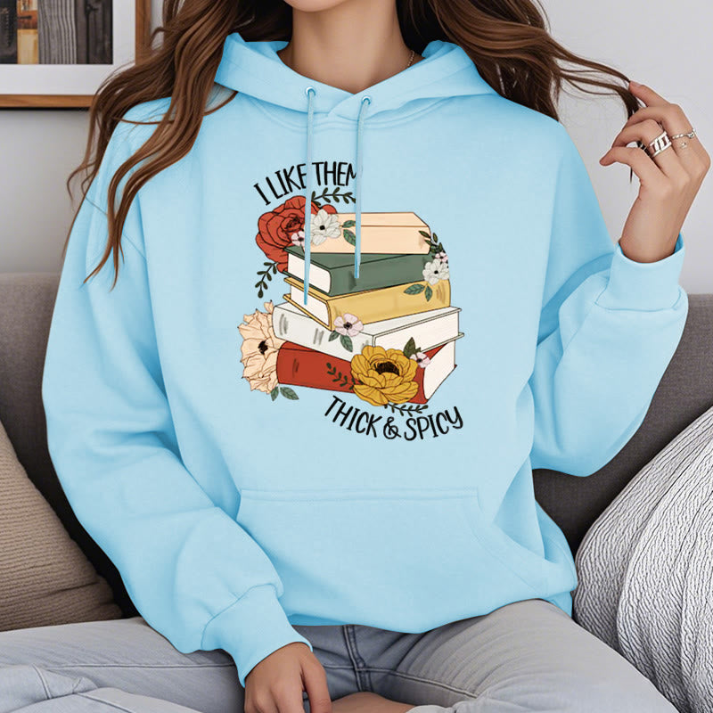 Book Lover Flower Fleece Lined Hoodie Long Sleeves Hoodie