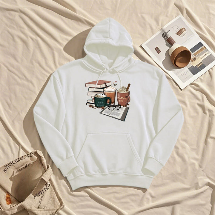 Book Lover Coffee Fleece Lined Hoodie Long Sleeves Hoodie