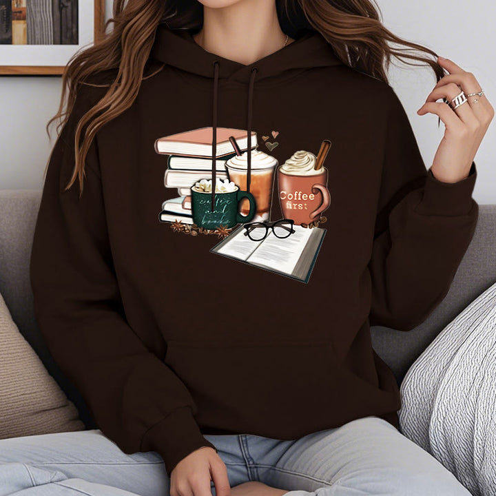 Book Lover Coffee Fleece Lined Hoodie Long Sleeves Hoodie