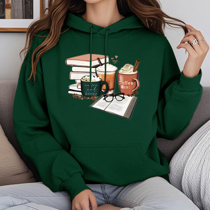 Book Lover Coffee Fleece Lined Hoodie Long Sleeves Hoodie