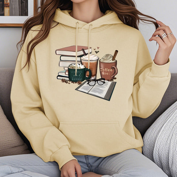 Book Lover Coffee Fleece Lined Hoodie Long Sleeves Hoodie