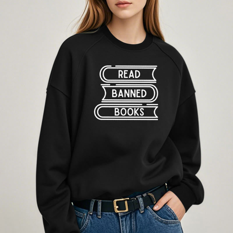 READ, BANNED, BOOKS Womens Crewneck Sweatshirt Pullover