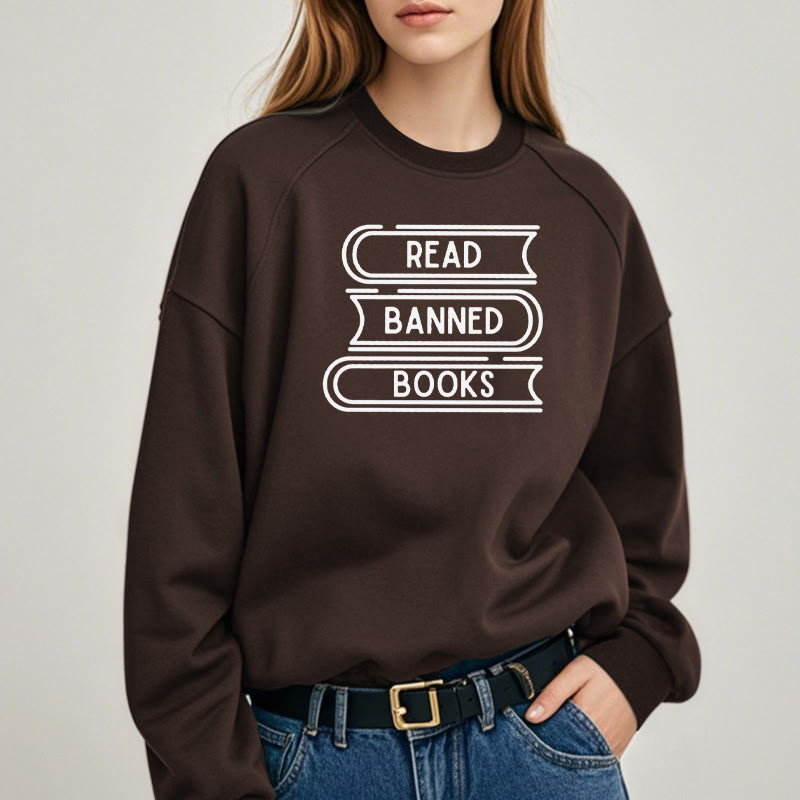 READ, BANNED, BOOKS Womens Crewneck Sweatshirt Pullover