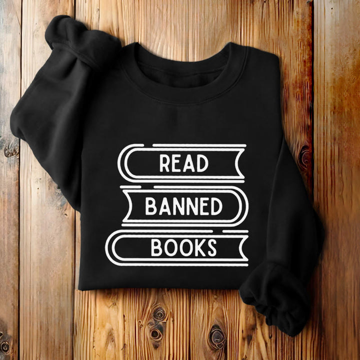 READ, BANNED, BOOKS Womens Crewneck Sweatshirt Pullover