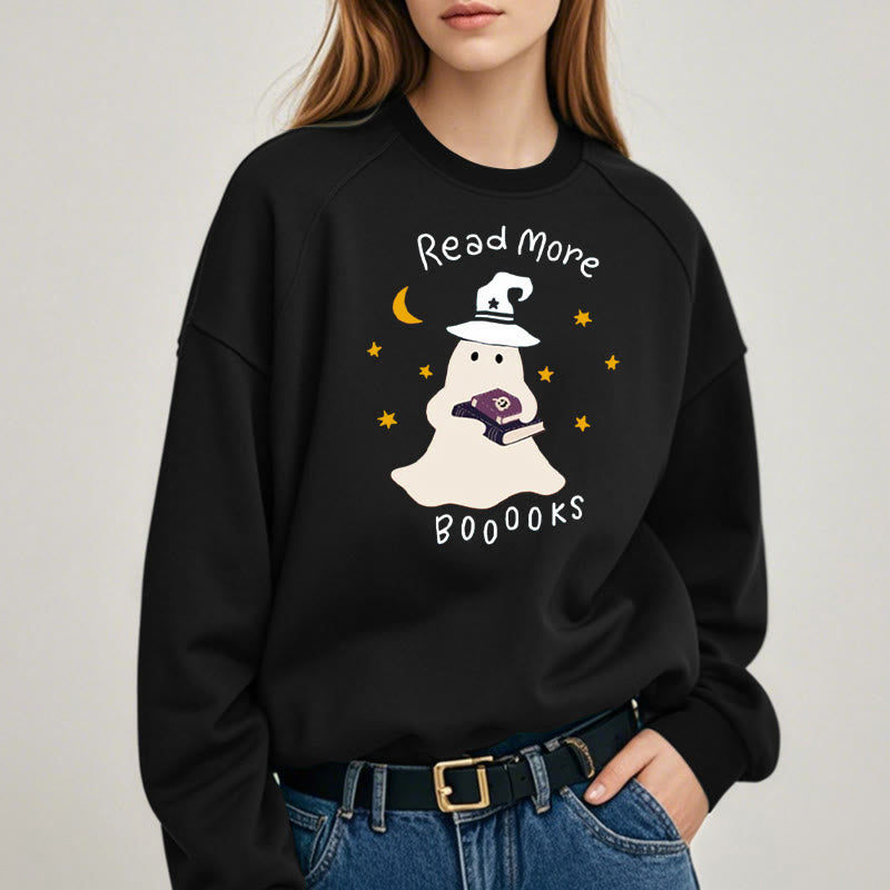 READ MORE BOOOOKS Cute Ghost Womens Crewneck Sweatshirt Pullover